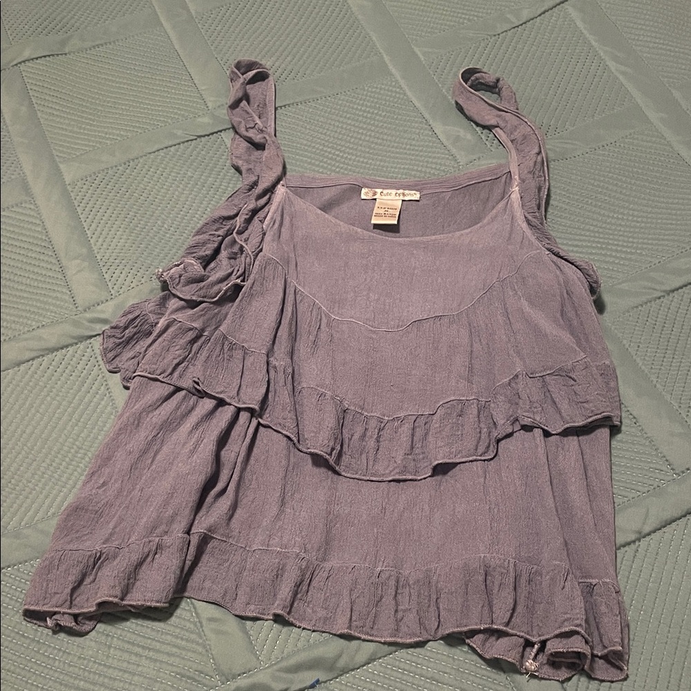 Elegant Ruffled Tank Top in Soft blue